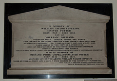 Monument to William Copeland, and Richard Pirie Copeland (Master Potter), St Peter's Church, Glebe Street, Stoke on Trent, Staffordshire