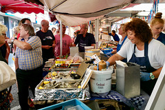 At the fish stall on the Saturday market in Leiden