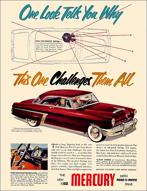 Mercury Automobile Ad, 1952