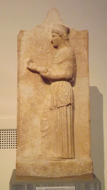Grave Stele of Amphotto from Pyri in the National Archaeological Museum in Athens, May 2014