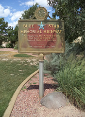 Blue Star memorial highway sign