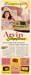 Arvin Clock Radio Ad, 1952