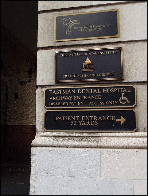 Eastman Dental Hospital signs