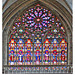 A window in a chapel on the south of Bayeux Cathedral of catholic saints 28 10 2010