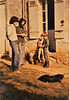 Vendange Samonac, Côtes-de-Bourg, Bordeaux 1979. (Waiting to go in for our - always excellent - lunch!).