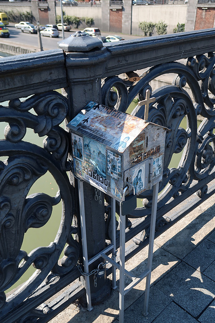 Prayer box on Metekhi Bridge