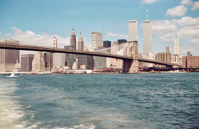 Brooklyn Bridge from the East River (Scan from June 1981)