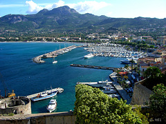 Calvi  -  Blick von der Zitadelle auf den Hafen