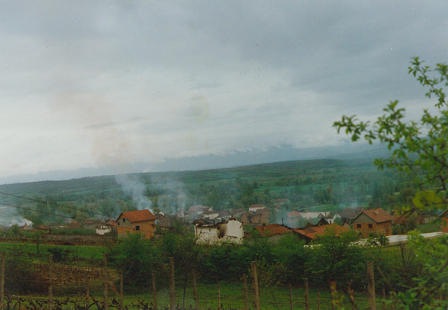 burning village