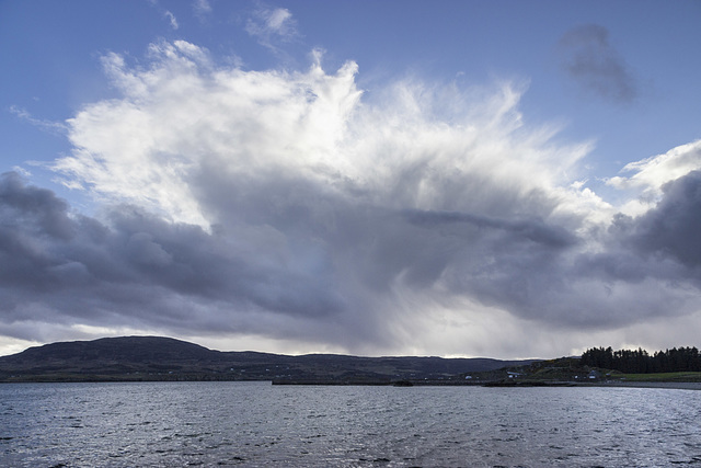 Incoming shower over Skye from Churchton Bay