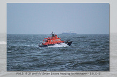 Newhaven Lifeboat and ferry - Seaford Bay - 5.5.2015