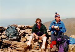 Steve & Jim take a break on Elidir Fawr Snowdonia,Wales 16th May 1992