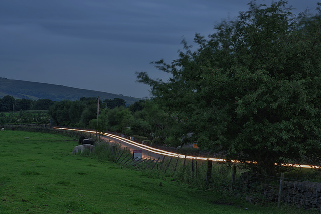 Light trail on Woodhead Road