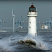 Perch Rock lighthouse in the waves..