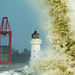 Perch Rock lighthouse, stormy weather.