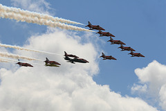 Red Arrows,Hawker Hunter & 2 Knats at RAF Waddington 5th July 2014