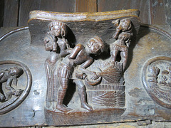 brampton church, hunts (20) c14 misericord havest