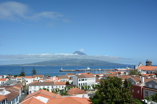 Azores, The Volcano of Pico, View from Horta Town on the Island of Faial