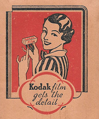 Kodak Verichrome small film negative case - Lady holding film carton