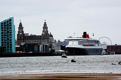 Queen Mary 2 berthed at Liverpool.
