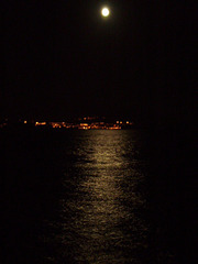 Moonlight over the ocean.