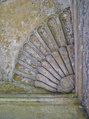 cobham church , surrey (6)detail within each corner of the canopy of c19 tomb of harvey combe +1818