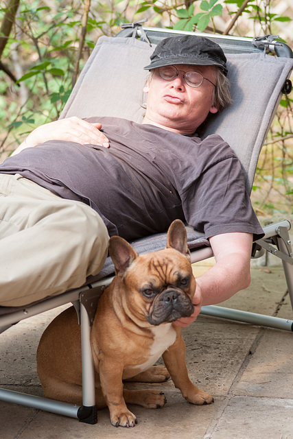 Selbstportrait: Ein dicker (Mann mit) Hund