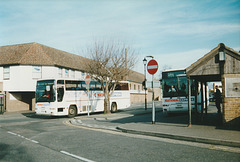 Ambassador Travel 193 (M35 KAX) and Trathens T891 RGE in Mildenhall -  1 April 2001