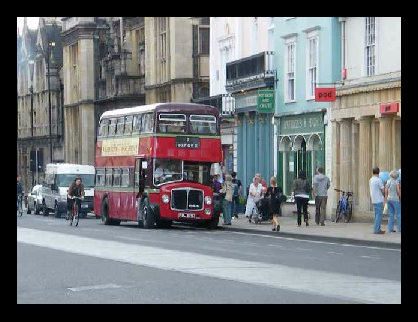 vintage bus in the high street