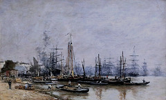 IMG 7060 Eugène Boudin. 1824-1893. Paris Deauville.    Le Port de Bordeaux. The Port of Bordeaux. 1874.     Paris Orsay