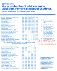 Primrose Coaches timetable Summer 1984 Page 2