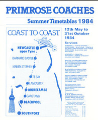 Primrose Coaches Summer 1984 timetable cover