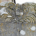 cobham church , surrey (11)c18 crown and palms on 1757 gravestone of david cooper