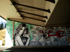Mural painting on viaduct's pillar.