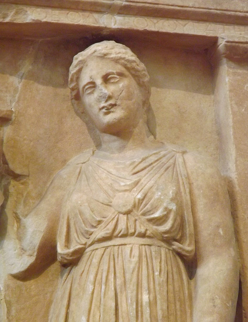 Detail of a Grave Stele from Kallithea in the National Archaeological Museum of Athens, May 2014