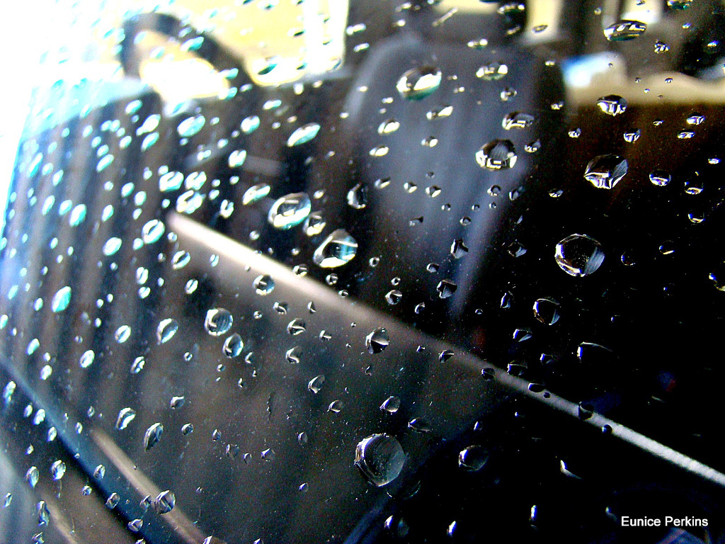 Raindrops on Windscreen.