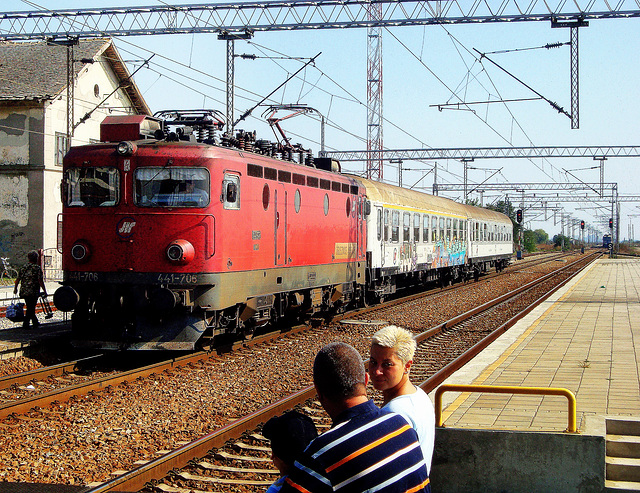 Arrival of the train in Nova Pazova station