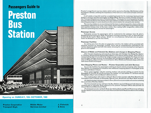 Leaflet outlining the layout of Preston's new bus station in October 1969 (SCN 0054)