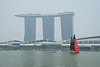 Sailing Boats In Front Of The Marina Bay Sands