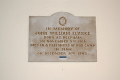 Memorial to John William Elvidge, St Peter and St Paul's Church, Reepham, Lincolnshire