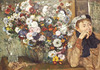 Detail of a Woman Seated Beside a Vase of Flowers by Degas in the Metropolitan Museum of Art, July 2018