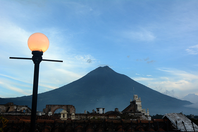 Evening over Antigua de Guatemala and Volcano of Agua