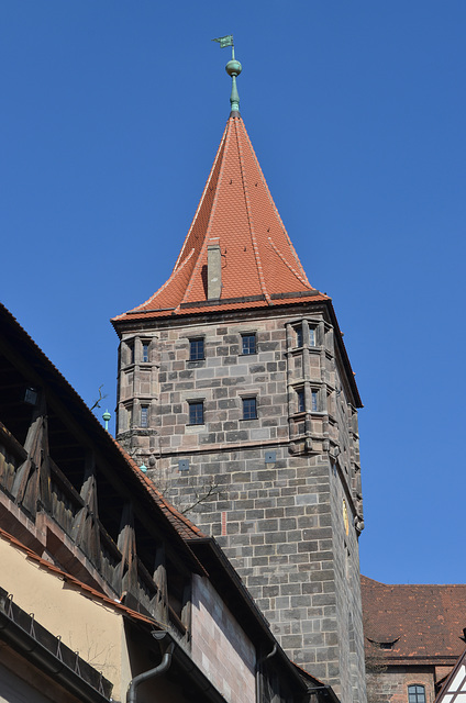 Nürnberg, City Wall Tower "Green N" (Beim Tiergärtnertor)