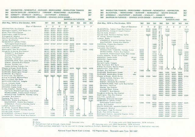 National Travel - North East to Lancashire Coast Summer 1974 timetable Page 2