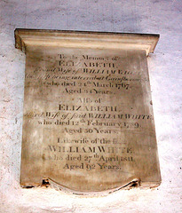 Memorial to William and Elizabeth White, Saint Denis, Aswarby, Lincolnshire