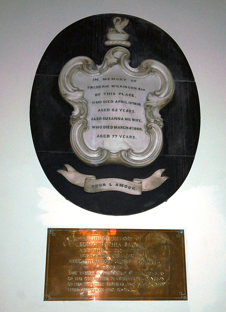 Memorial to Frederic and Susana Wilkinson, St George's Church, Newcastle under Lyme, Staffordshire