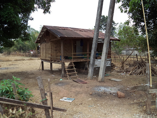 Laotian wooden house on stilts