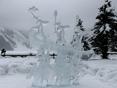 Ice carving at Lake Louise