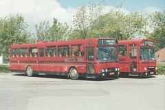 Sechers Rutebiler 4 (JP 94 487) and 12 (JH 91 579) at Knebel - May or June 1988 (Ref: 64-27)