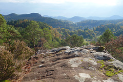 Blick vom Pfaffenfelsen auf die Höhen des Pfälzerwaldes